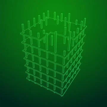 Building under construction. Wireframe low poly mesh Ilustración de archivo