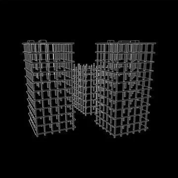 Building under construction. Wireframe low poly mesh Ilustración de archivo