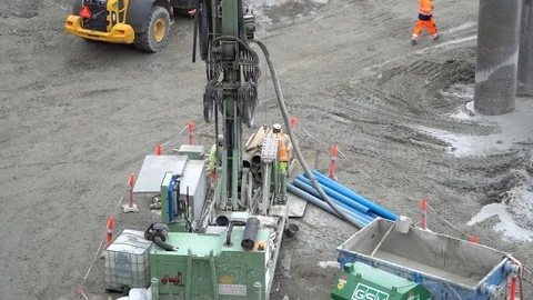 Building under construction with workers. Copenhagen, Denmark 01.12.2019 Stock Footage 121853725