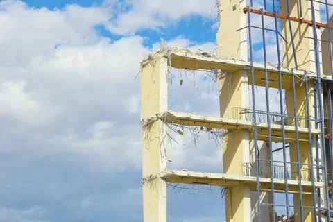 Building under demolition Stock Photos
