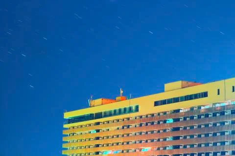 Building under star sky 库存照片