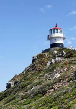 Building of the upper tower of the lighthouse on the Cape of Good Hope. Stock Photos