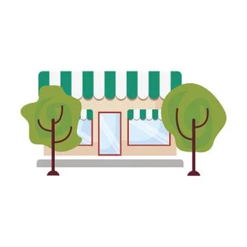 Building urban facade with tree Ilustración de archivo