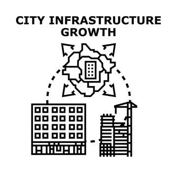 Building urban infrastructure for developing metropolis growth Ilustración de archivo