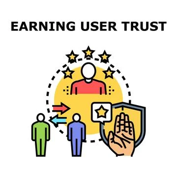 Building user trust through customer interaction and reputation Stock Illustration