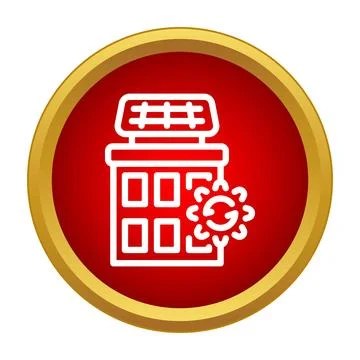 Building using renewable solar energy recycling icon Ilustración de archivo