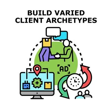 Building varied client archetypes for business strategy Ilustración de archivo