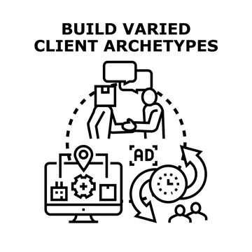 Building varied client archetypes for business strategy Ilustración de archivo