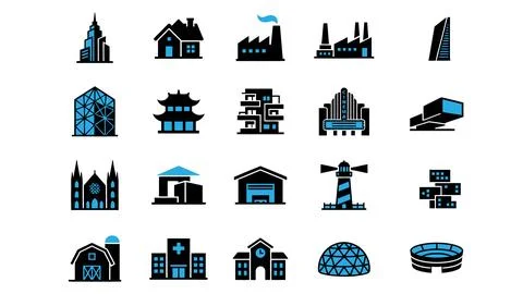 Building Vector Icon Collection City Architecture, Landmarks Real Estate Icons Stock Illustration