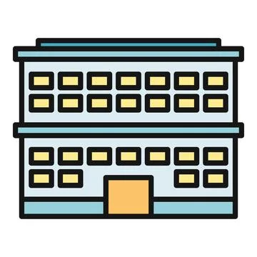 Building vector icon outline fill minimal design Stock Illustration
