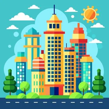 Building vector set illustrations of a color silhouette of city structures Ilustración de archivo