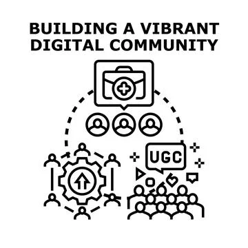 Building vibrant digital community generating user content Stock Illustration