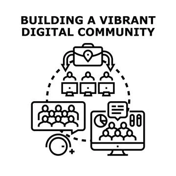 Building vibrant digital community for online collaboration Ilustración de archivo