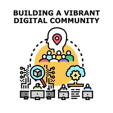 Building vibrant digital community with technology and people 스톡 일러스트