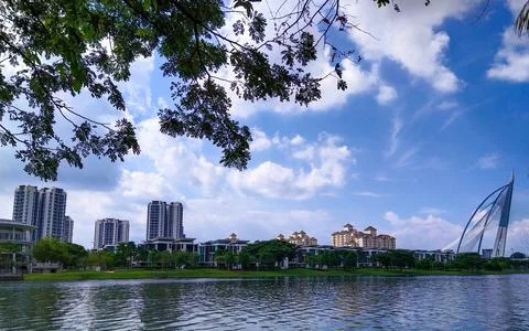 Building view from lake side Foto stock