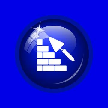 Building wall icon. Internet button on blue background. . Ilustración de archivo