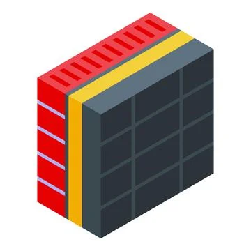Building wall insulation material protecting from cold isometric view Ilustración de archivo