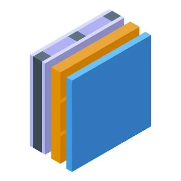 Building wall showing insulation layers isometric view Ilustración de archivo