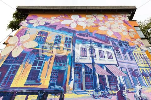 Building wall street art painting old buildings Stock Photos