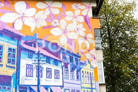 Building wall street art painting old buildings Stock Photos