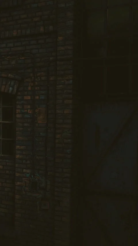 Building wall with windows and door during evening light in a city area Stock Footage 334191307