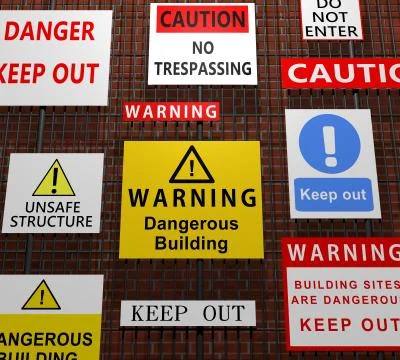 Building warning signs Illustrazione stock