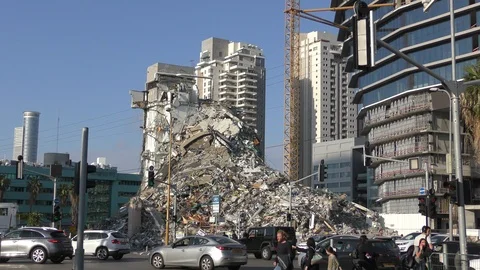 A building was demolished, will make room for a new building, Tel Aviv Israel Video stock 90530571