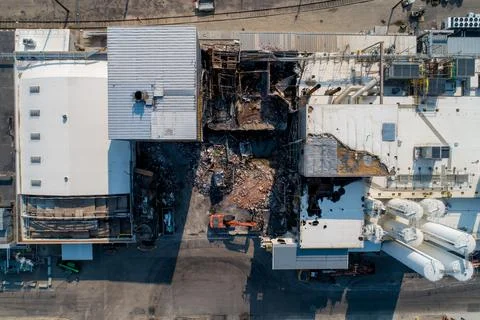 Building that was destroyed by a fire Stock Photos