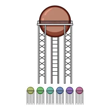 Building water tower cartoon vector graphic Ilustración de archivo