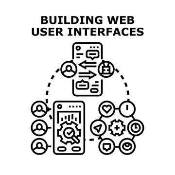 Building web user interfaces concept vector icon 库存插图
