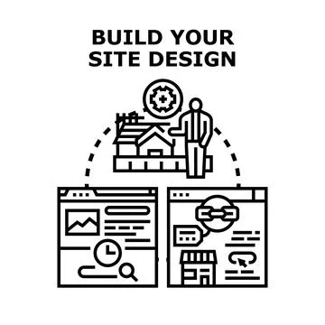 Building website design concept creating online business presence Stock Illustration