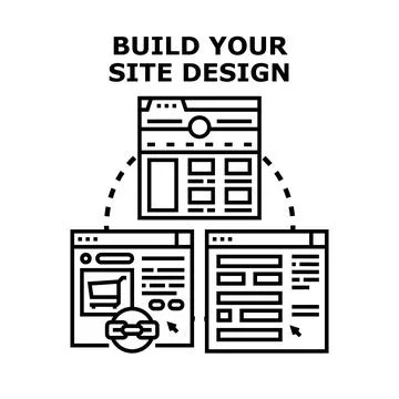 Building website design development process creating pages Illustrazione stock