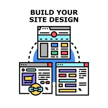 Building website design development process creating pages Illustrazione stock