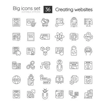Building website linear icons set Illustrazione stock