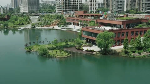Building in the West Lake Park Stock Footage 166014609