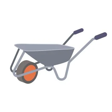 Building wheelbarrow in flat design. Empty carriage at construction site. V.. Ilustración de archivo
