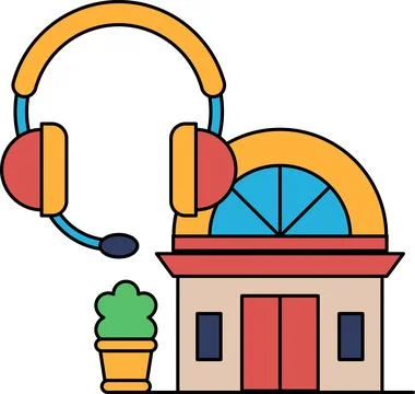 A building with a white door and windows Ilustración de archivo