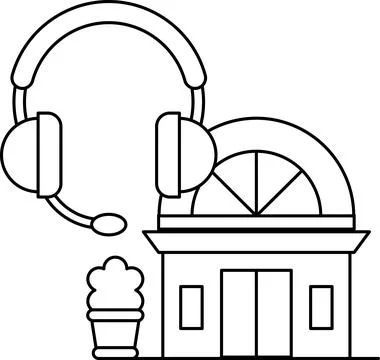 A building with a white door and windows Ilustración de archivo