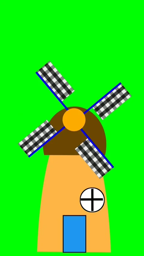 A building with a windmill on a greenscreen background Stock Footage 297322206