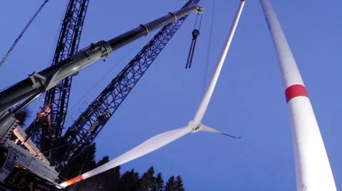 Building a windmill timelapse! Day to Night. Stock Footage 43101028