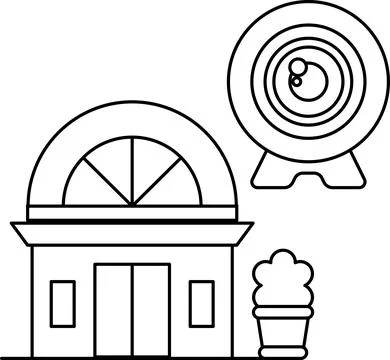 A building with a window and a camera Stock Illustration