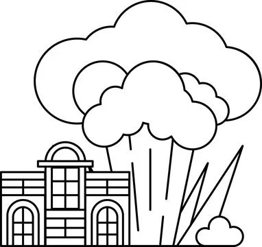 A building with a window and a tree in front of it Stock Illustration