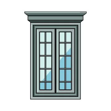 Building window frame with glass panes illustration Ilustración de archivo