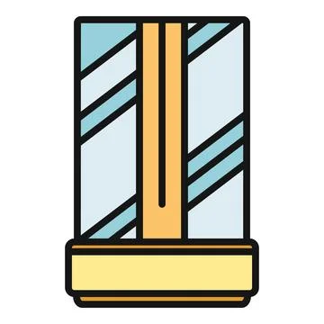 Building window glass frame vector line icon Stockillustratie
