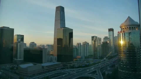From building window to view modern architecture at sunset. Vídeos de archivo 21931084