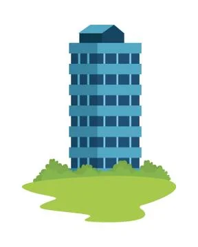Building with windows in grass icon Ilustración de archivo