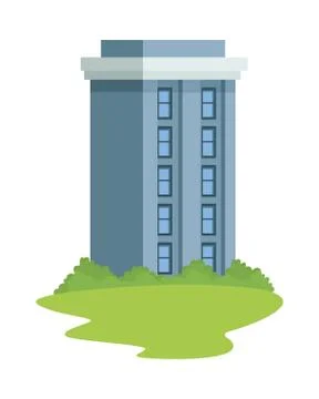 Building with windows in grass icon Ilustración de archivo