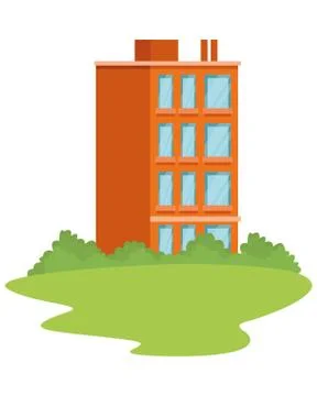 Building with windows in grass icon Ilustración de archivo