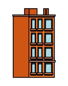 Building with windows isolated icon Ilustración de archivo
