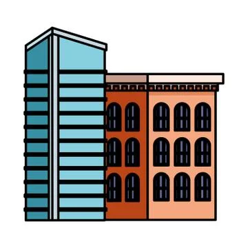 Building with windows isolated icon Ilustración de archivo
